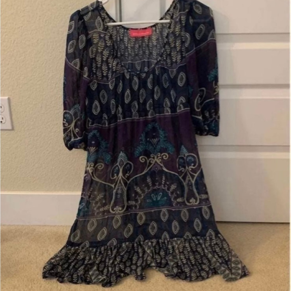 Pookie & Sebastian size M dress
fabric purple blue print 
rare unique must have
